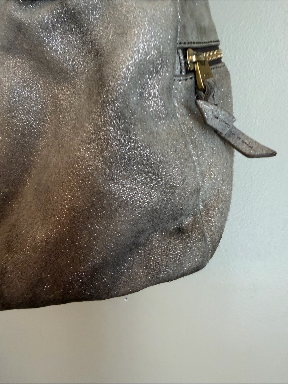 Fossil Metallic Bronze Satchel Double Handles Detachable Strap Slouchy Grunge - Picture 5 of 11